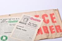 GOLDEN FLEECE: 4 items relating to Golden Fleece sponsorship including an "America's Cup Challenger 1967, Dame Pattie Syndicate Member" framed print, fabric banner (113cm wide) and staff news - 5