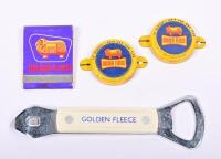 GOLDEN FLEECE: Four Golden Fleece branded items including bung seals, matches and bottle opener