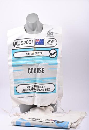 AUSTRALIA GRAND PRIX: Three fire car driver race official tabards 2008-2010, used by Karl at the AGP