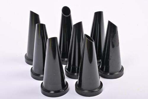 OIL POURERS: Eight plain black plastic oil pourers
