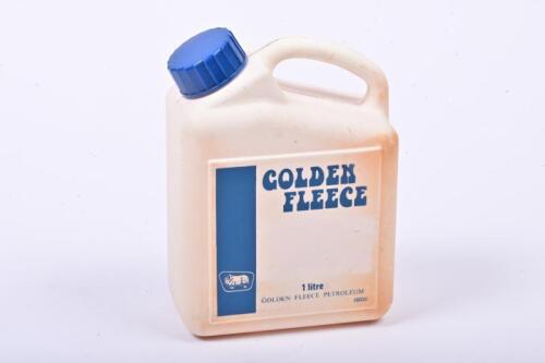 GOLDEN FLEECE: A one litre Golden Fleece Petroleum plastic container
