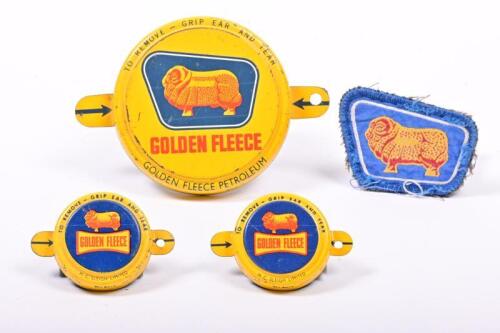 GOLDEN FLEECE: Three Golden Fleece drum seals and a patch, two small seals and one large