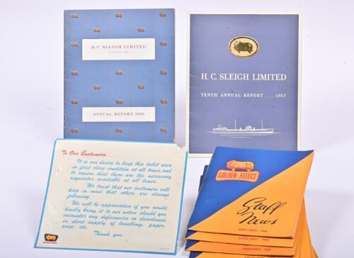 GOLDEN FLEECE: A collection of 1959/60 Golden Fleece "Staff News" and HC Sleigh Annual Reports from 1957 and 1960, Provenance: Derek Gibson, former training manager at HC Sleigh