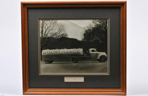 GOLDEN FLEECE: An original framed 1938&nbsp;photo of a Golden Fleece road tanker, framed and glazed, image size 19 x 23cm, 32 x 36cm overall