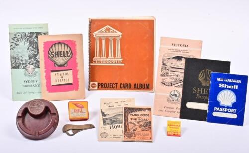 SHELL: A collection of Shell ephemera and items, including an ashtray, road maps and guides etc