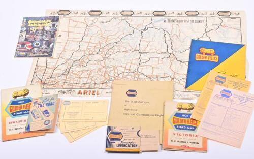 GOLDEN FLEECE: A collection of Golden Fleece ephemera featuring Golden Fleece Scientific Lubrication and including road maps, lubrication guides etc.