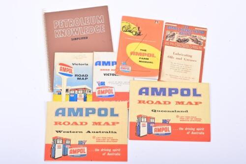AMPOL: A collection of Ampol ephemera, including road maps, a farm manual and lubricating guides