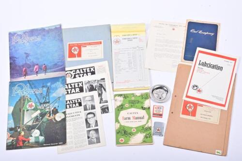 CALTEX: A collection of 1950/60s Caltex related items and ephemera, including handbook no. 9 in branded binder, company information booklet and company new