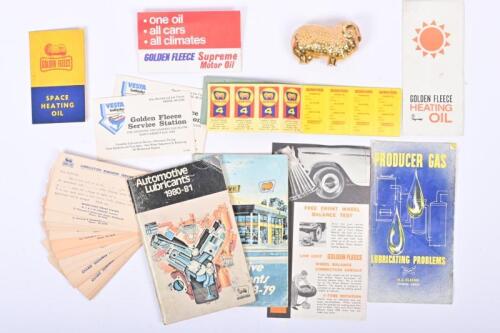 GOLDEN FLEECE: A large Golden Fleece Tractor lubrication guide and other ephemera relating to lubrication