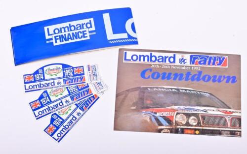LOMBARD RALLY: A 1992 Lombard Rally poster and stickers