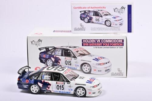 COMMODORE: A limited edition 1:18 scale Classic Carlectables Holden VR Commodore as raced by Craig Lowndes/Greg Murphy in 1995 Bathurst Pole Position, #015, with COA numbered 931/1200, aerial missing, in double fitted box
