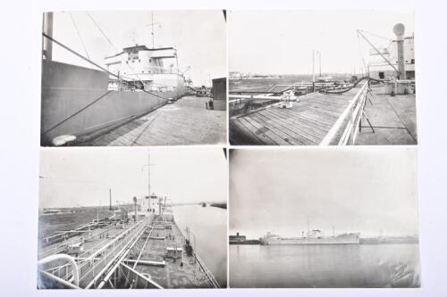HC SLEIGH: Four original 1939 photos of a HC Sleigh tanker docked in the Port of Melbourne, Newport, all embossed "Photo by Darge Melbourne" and dated verso 11 Mar 1939