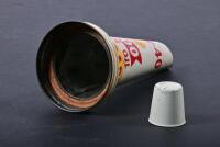 SHELL: A 1960s one quart glass oil bottle with NOS 20W-40 X-100 tin oil pourer and dust cap - 3