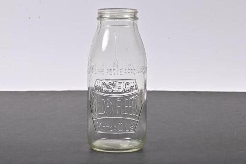 GOLDEN FLEECE: A one imperial quart Golden Fleece embossed hexagon glass oil bottle