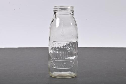 GOLDEN FLEECE: A one imperial quart Golden Fleece embossed hexagon glass oil bottle