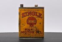 SHELL: A late 1930s one gallon Single S.A.E. 30 "Drag Free" Shell motor oil tin