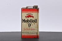 MOBILOIL: A circa 1930s one gallon Gargoyle SAE 50 Mobiloil "D" motor oil tin, marked to lower middle "J Marsh & Son, Melb" - 2