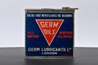 GERM: A one gallon Germ Oils Bale O motor oil tin