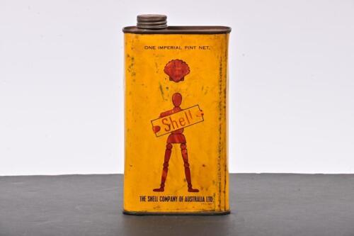 SHELL: A 1930s one imperial pint Shell Compound tin, featuring Stickman, marked lower centre "The Shell Company of Australia Ltd."