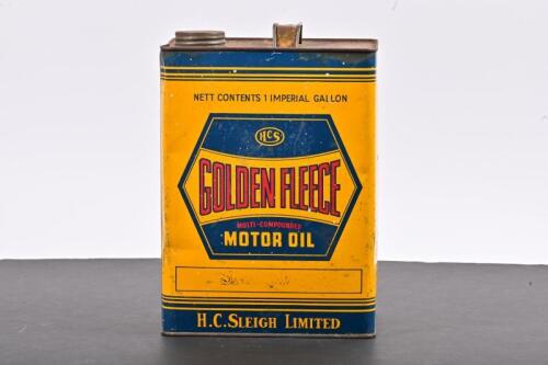 GOLDEN FLEECE: A late 1940s one imperial gallon SAE 40 oil tin