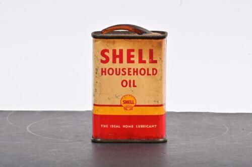 SHELL: A four fluid ounce Shell Household Oil tin