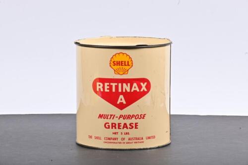 SHELL: A 1950s five pound Shell Retinax A grease tin