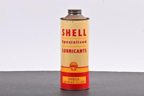 SHELL: A late 1940s/early 1950s one imperial quart Shell Spirax oo EP oil tin