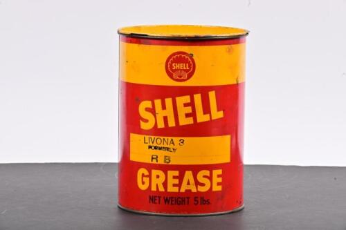 SHELL: A 1950s five pound Shell Livona 3A grease tin