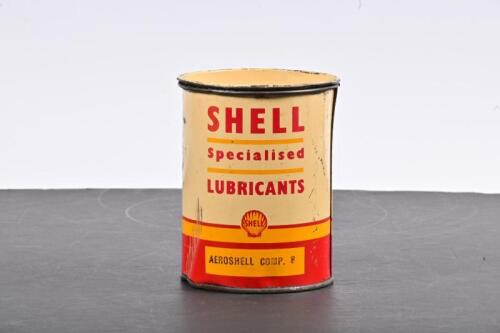 SHELL: A 1950s one pound Shell Aeroshell Comp 8A grease tin