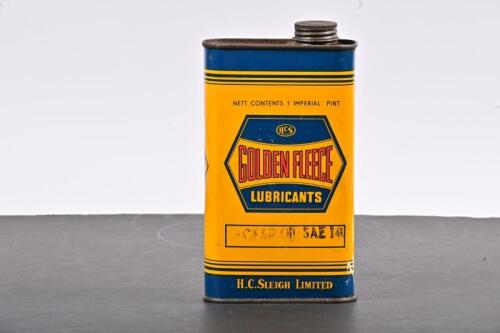 GOLDEN FLEECE: An early 1950s one imperial pint Golden Fleece Gear Oil SAE 140 oil tin