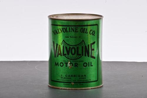 VALVOLINE: A one imperial quart Valvoline Motor Oil tin, marked lower centre and to base "J Carrigan, Melbourne - Sydney"