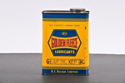 GOLDEN FLEECE: An early 1950s one imperial quart Golden Fleece Gear Oil XEP 90 oil tin
