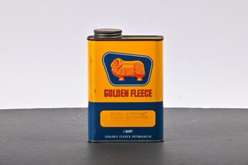 GOLDEN FLEECE: A one quart Golden Fleece Two Stroke tin, marked to front "Golden Fleece Petroleum"