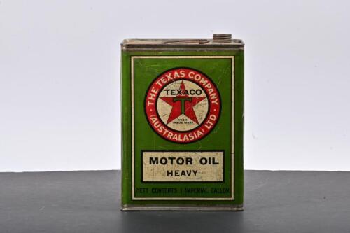 TEXACO: A one imperial gallon Texaco Motor Oil Heavy tin, marked to front "The Texaco Company (Australasia) Ltd"