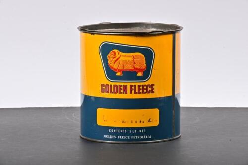 GOLDEN FLEECE: A five pound Golden Fleece grease tin, marked to front "Golden Fleece Petroleum"