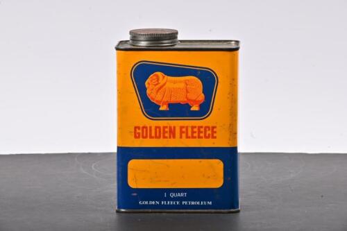 GOLDEN FLEECE: A one quart Golden Fleece oil tin, marked to front "Golden Fleece Petroleum"