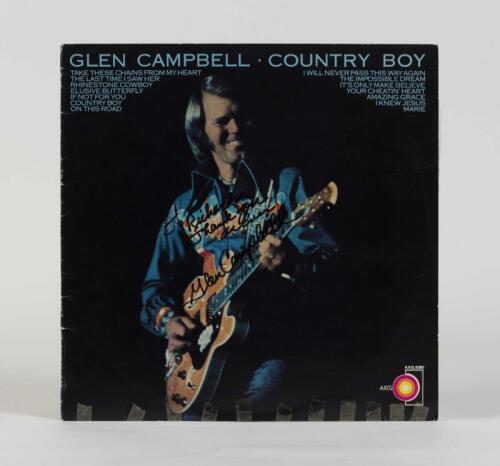 GLEN CAMPBELL: Country Boy, Capitol Records, 1976, inscribed "To Richard, thank you as ever, Glen Campbell", condition G