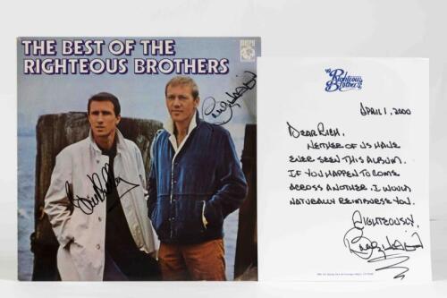 THE RIGHTEOUS BROTHERS: The Best of the Righteous Brothers (rare), Metro Records, 1972, signed by the Righteous Brother, accompanying letter, condition E