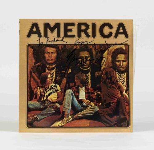 AMERICA: Self Titled, Warner Bros, 1971, inscribed "To Richard, enjoy" by the band members, condition E