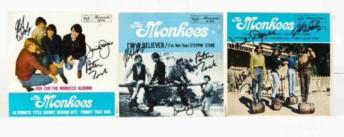THE MONKEES: Set of three 45's, I'm a Believer, The Monkees Vol.1 and Forget that Girl, RCA Records, signed by band members, condition E