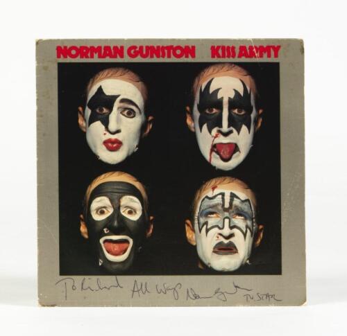 NORMAN GUNSTON: Kiss Army (45), 7Records, 1980, inscribed "To Richard, all ways, Norman Gunston TV Star", condition F