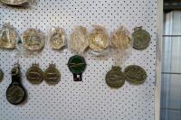 Tractor themed car grill badge and horse brasses - 2