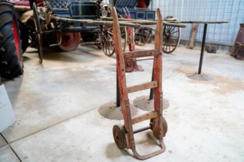 A timber and metal railway platform trolley&nbsp;