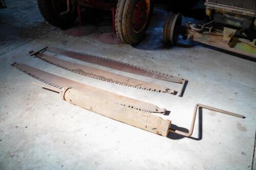 3 large rip saws and a grinding wheel