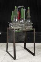 CASTROL: An early Castrol Wakefield oil bottle rack with six embossed bottles including three quart and three pint glass bottles - 3