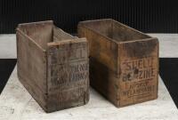 SHELL: Two early 20th century Shell oil tin timber packing crates