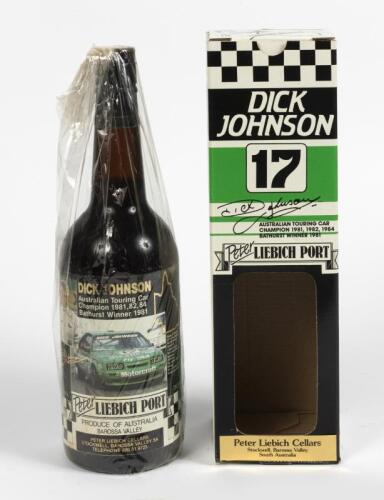 DICK JOHNSON: A bottle of limited release Peter Liebich commemorating Dick Johnson Australian Touring Car Champion 1981, 1982, 1984 and Bathurst winner 1981