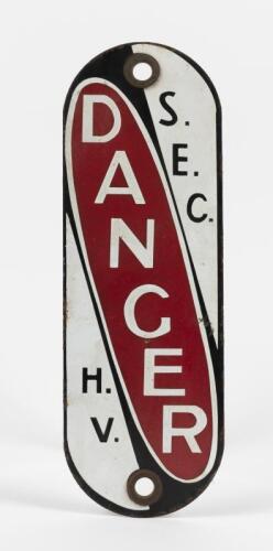 RAILWAYS: An SEC Danger high voltage enamel sign, 30.5 x 10cm
