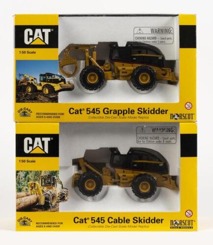 CATERPILLAR: Two 1:50 scale Norscot diecast models, CAT 545 grapple skidder and CAT 545 cable skidder, NIB