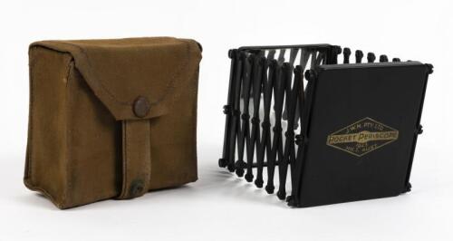 WWII PERISCOPE: A WWII Australian defence department issue folding steel Pocket Periscope, in khaki canvas case, bears label to top: J.W.H. PTY. LTD. POCKET PERISCOPE 1943 MK.I. AUST. and impressed below: D (broadarrow) D 523', approx 64cm extended